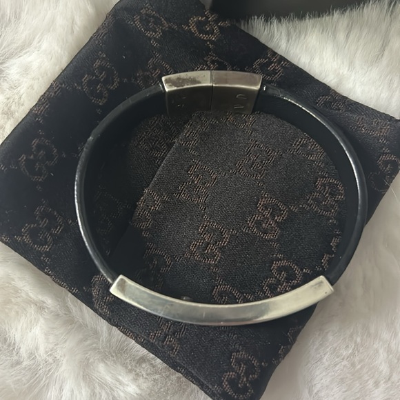 Gucci 925 silver and black leather bracelet with box and dust bag - Picture 4 of 16